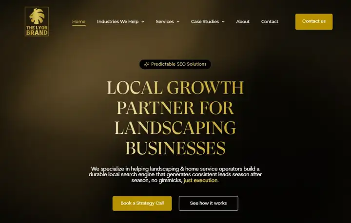 The Lyon Brand SEO agency website homepage mockup
