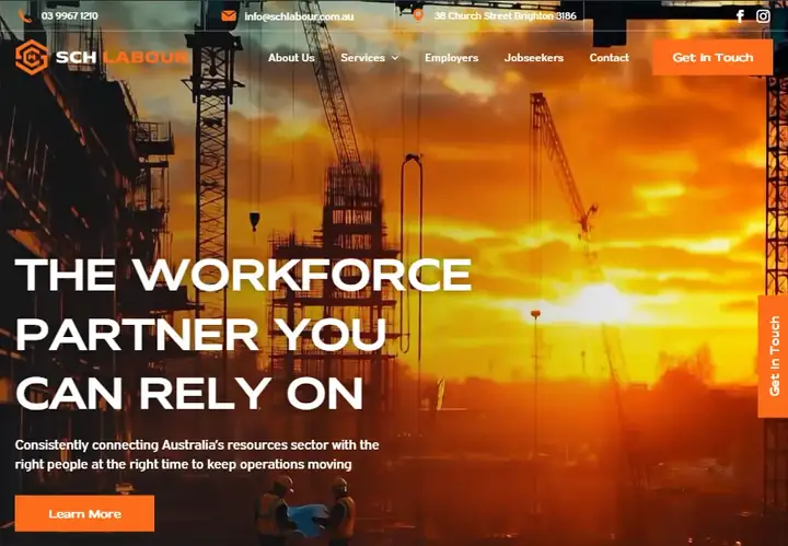 SCH Labour Australian labour hire website homepage mockup
